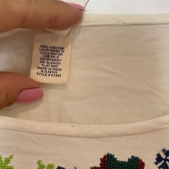 Anthro RAGA Sedona Tunic Flared Sleeve Boho Top XS White Embroidered Fringe - Picture 5 of 10